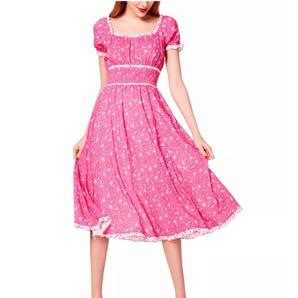 Betsey Johnson Pink Ditsy floral print midi dress